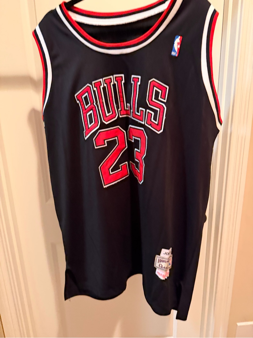 Jordan Black Chicago Bulls #23 Basketball Jersey with Red Accents